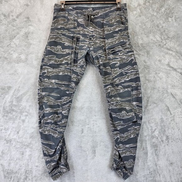 G-Star RAW Pants Mens 31x32 Gray Camo Powel Gane 3D Tapered Cuffed Cargo Jogger - Picture 1 of 16